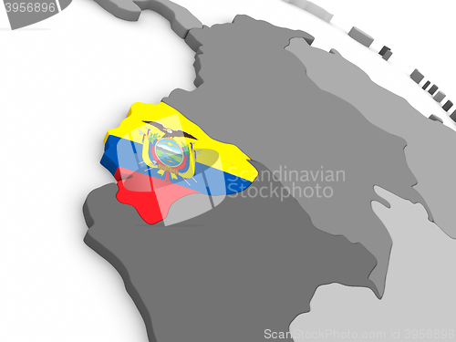Image of Ecuador on globe with flag