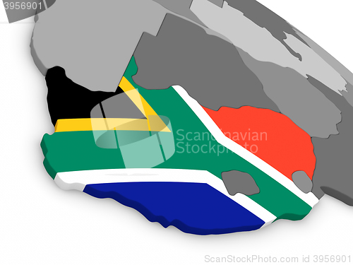 Image of South Africa on globe with flag