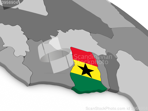 Image of Ghana on globe with flag