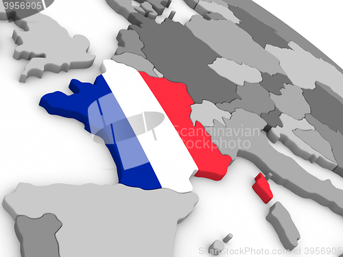 Image of France on globe with flag