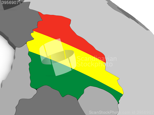 Image of Bolivia on globe with flag