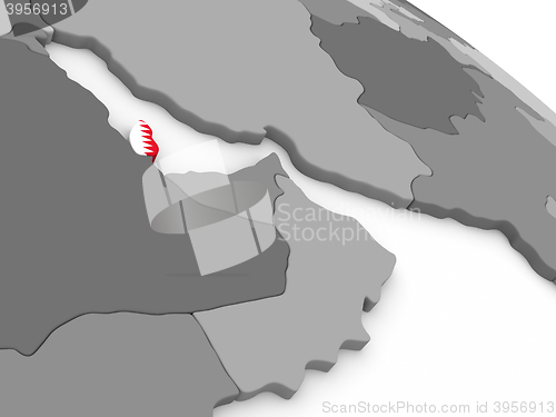 Image of Qatar on globe with flag