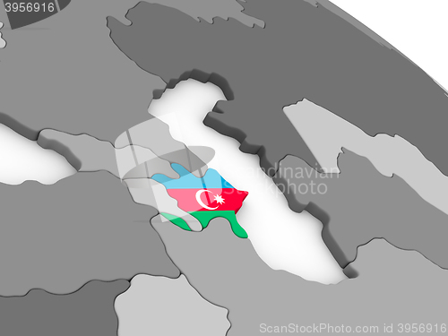 Image of Azerbaijan on globe with flag
