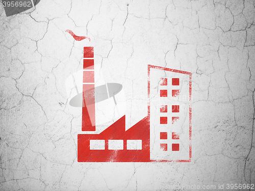 Image of Finance concept: Industry Building on wall background