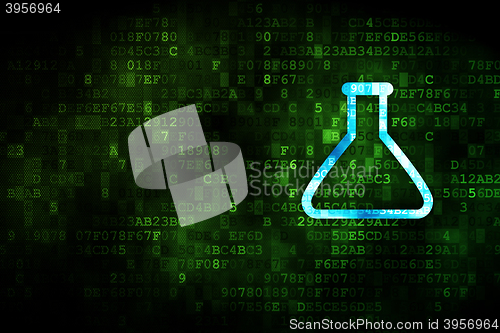 Image of Science concept: Flask on digital background