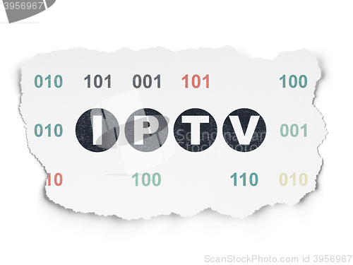 Image of Web development concept: IPTV on Torn Paper background