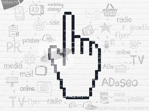 Image of Marketing concept: Mouse Cursor on wall background