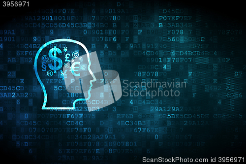 Image of Education concept: Head With Finance Symbol on digital background