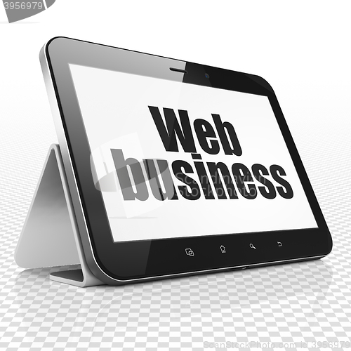 Image of Web development concept: Tablet Computer with Web Business on display