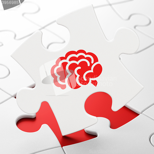 Image of Health concept: Brain on puzzle background