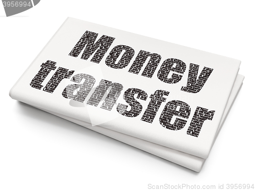 Image of Money concept: Money Transfer on Blank Newspaper background