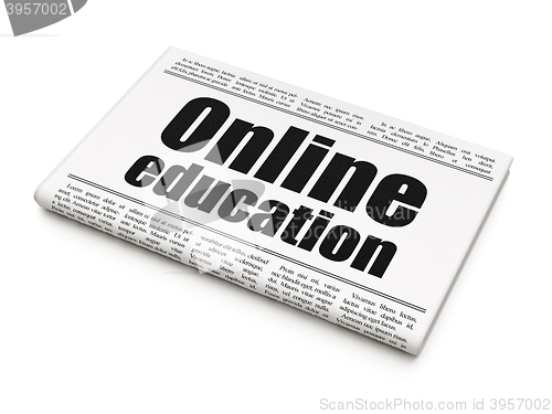 Image of Education concept: newspaper headline Online Education