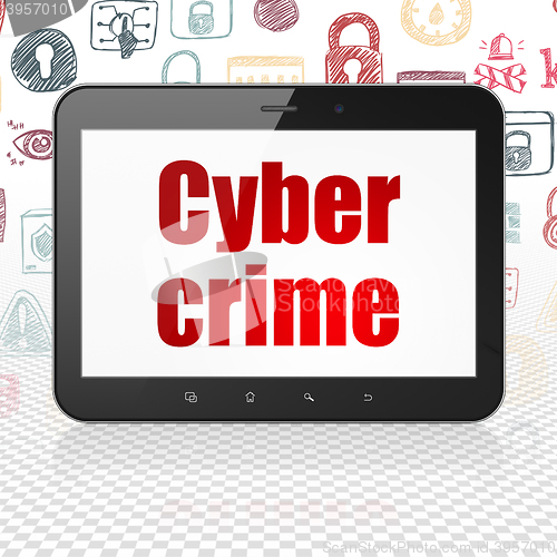 Image of Security concept: Tablet Computer with Cyber Crime on display
