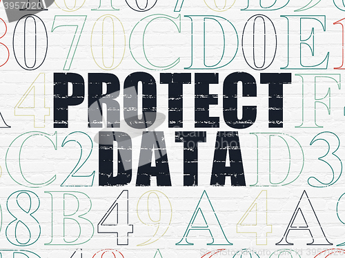 Image of Security concept: Protect Data on wall background