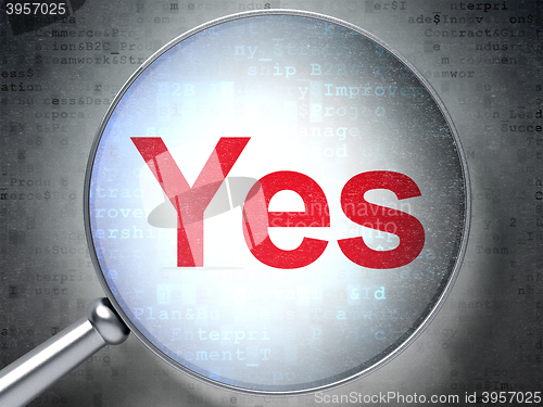 Image of Finance concept: Yes with optical glass