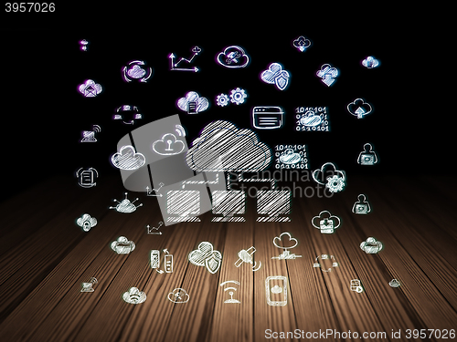 Image of Cloud computing concept: Cloud Network in grunge dark room