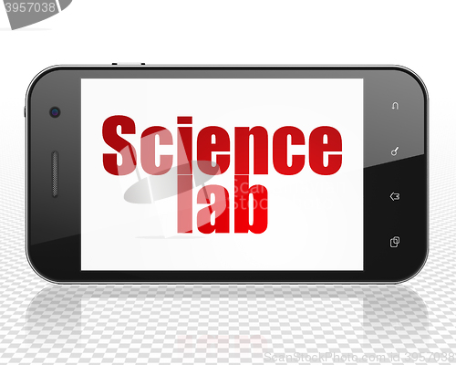 Image of Science concept: Smartphone with Science Lab on display