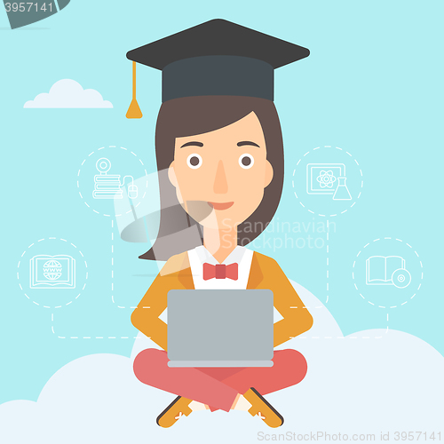 Image of Graduate sitting on cloud.