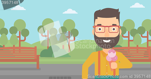 Image of Man holding icecream.