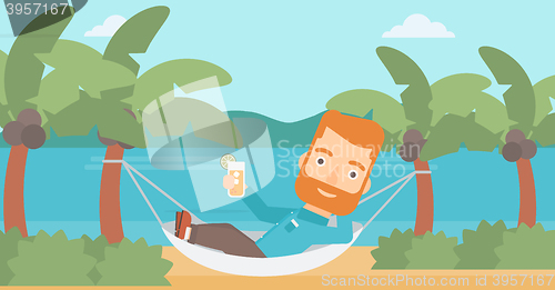 Image of Man chilling in hammock.