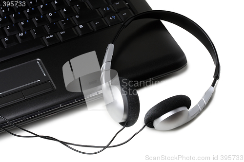 Image of Laptop and headphones