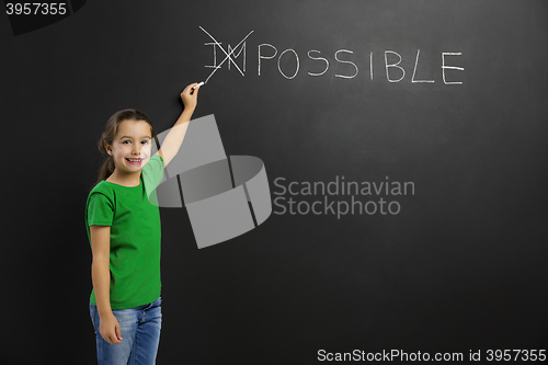 Image of Girl writing in a blackboard