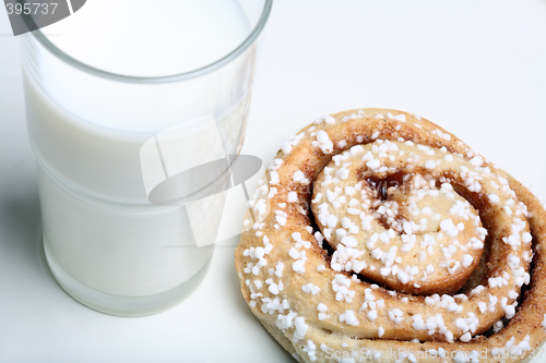 Image of Bun and Glass of Milk