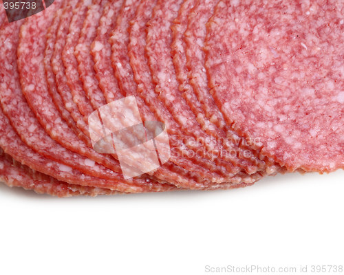 Image of salami isolated on white background