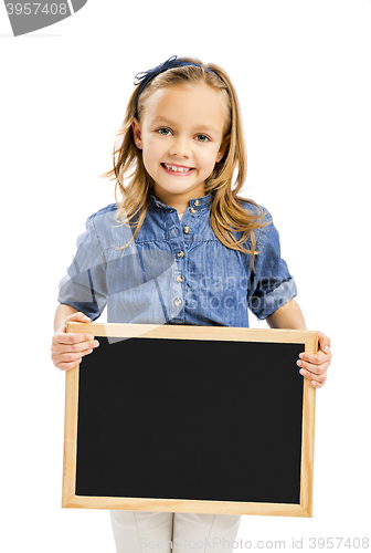 Image of Girl holding a chalkboard