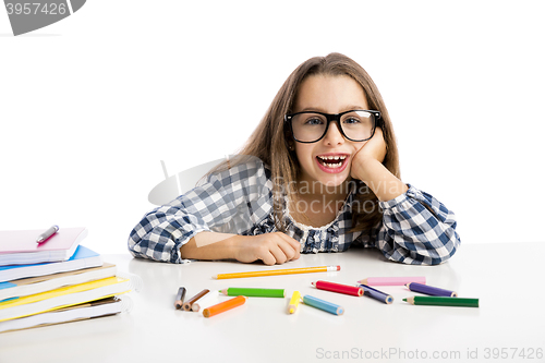 Image of Little girl making drawings