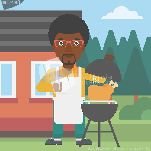 Image of Man preparing barbecue.