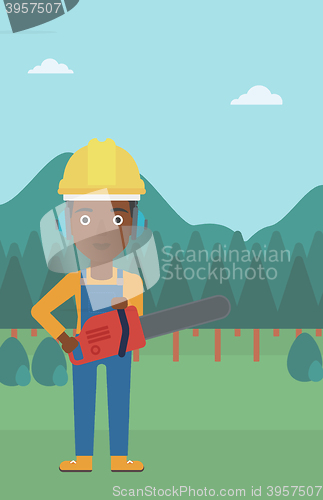 Image of Lumberjack with chainsaw.