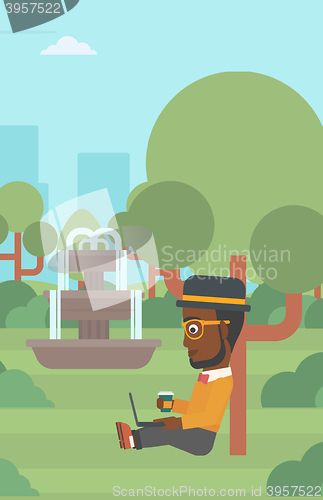 Image of Man using laptop for education.
