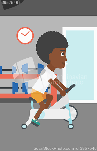 Image of Woman doing cycling exercise.