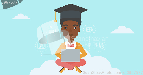 Image of Graduate sitting on cloud.