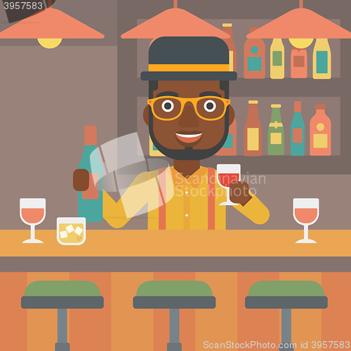 Image of Bartender standing at the bar counter.