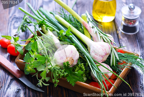 Image of garlic and aroma herb