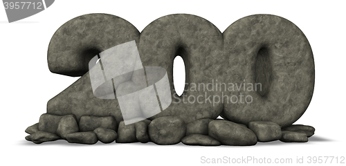 Image of stone number two hundred on white background - 3d rendering