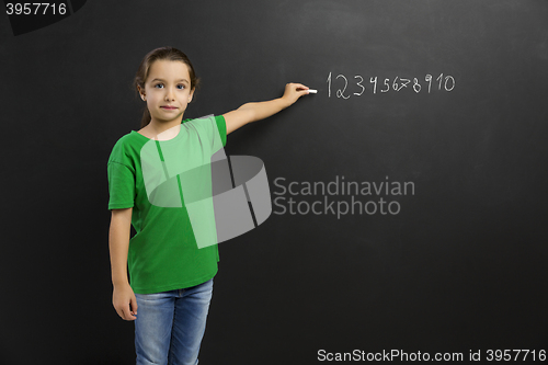 Image of Girl writing in a blackboard