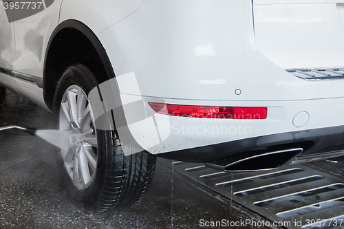 Image of washing car closeup