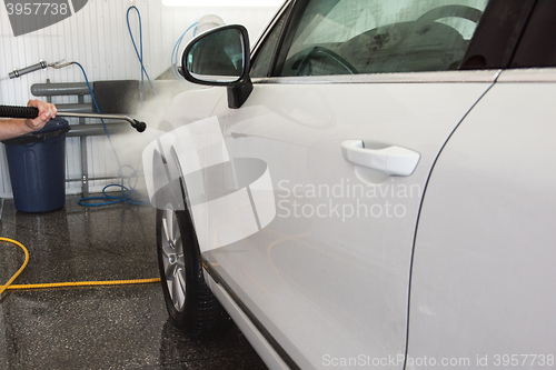 Image of washing car closeup