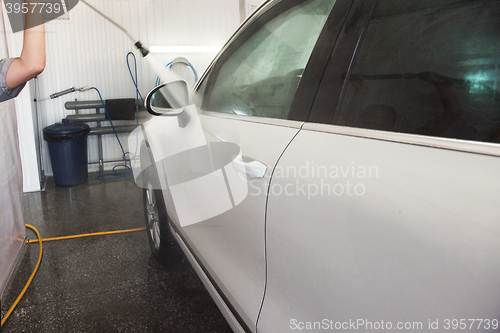 Image of washing car closeup