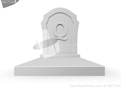 Image of gravestone with uppercase letter q on white background - 3d rendering