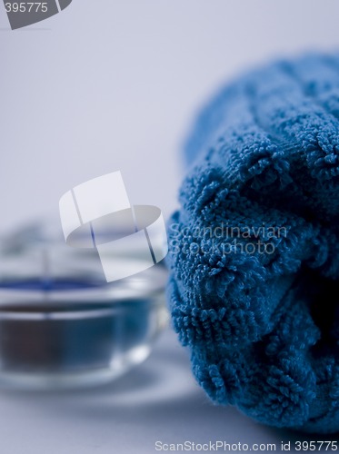 Image of blue towel and candles