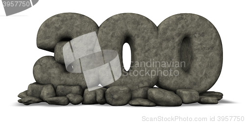 Image of stone number three hundred on white background - 3d rendering