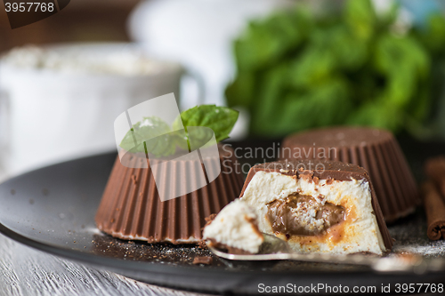 Image of dessert from cream and chocolate