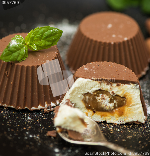 Image of dessert from cream and chocolate