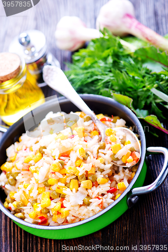 Image of boiled rice with vegetables