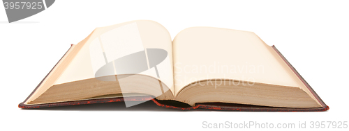 Image of Hardback book, open with blank pages