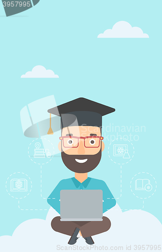 Image of Graduate sitting on cloud.